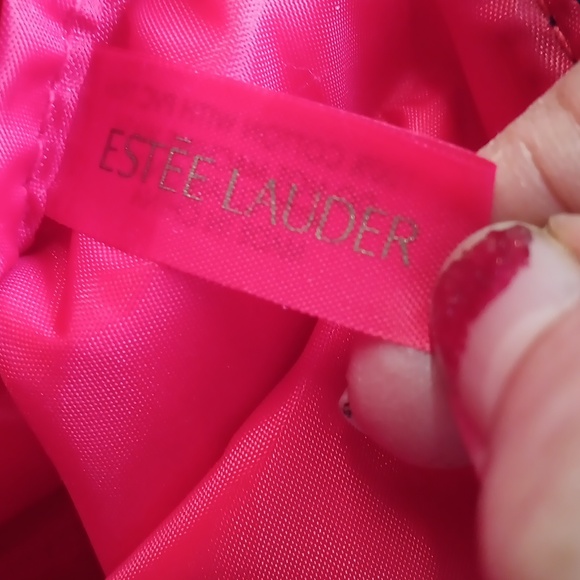 Estee Lauder Beautiful Red Cosmetic Bag With Gold Stars and Details. - Picture 10 of 16